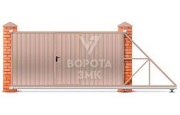 Ворота откатные 10 метров 10000×2100 с калиткой ЗМК-8221